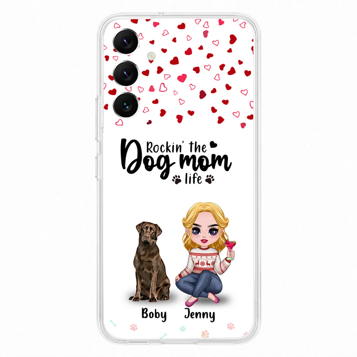 Custom Personalized Dog Mom Front Phone Case - Upto 5 Dogs - Gift Idea For Dog Lover - Rockin' The Dog Mom Life - Case For iPhone And Samsung
