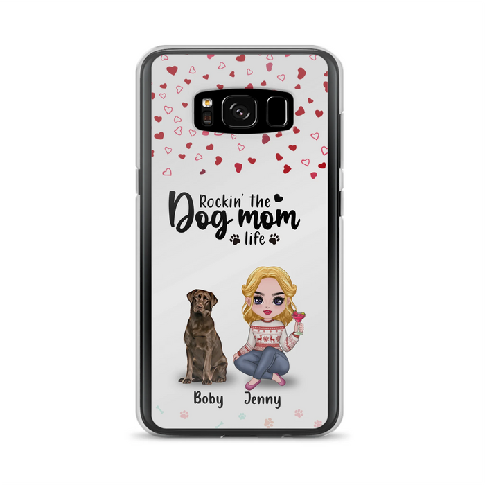Custom Personalized Dog Mom Front Phone Case - Upto 5 Dogs - Gift Idea For Dog Lover - Rockin' The Dog Mom Life - Case For iPhone And Samsung