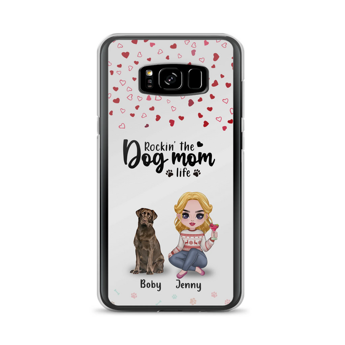 Custom Personalized Dog Mom Front Phone Case - Upto 5 Dogs - Gift Idea For Dog Lover - Rockin' The Dog Mom Life - Case For iPhone And Samsung