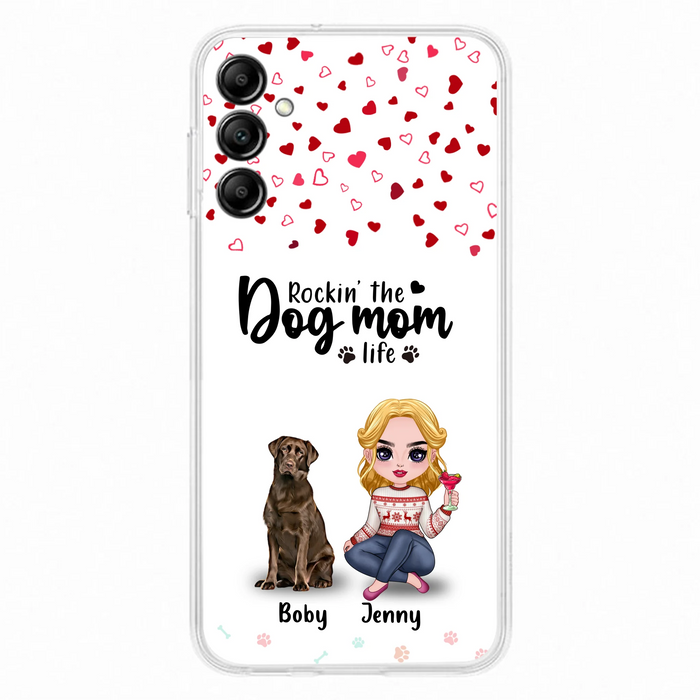 Custom Personalized Dog Mom Front Phone Case - Upto 5 Dogs - Gift Idea For Dog Lover - Rockin' The Dog Mom Life - Case For iPhone And Samsung