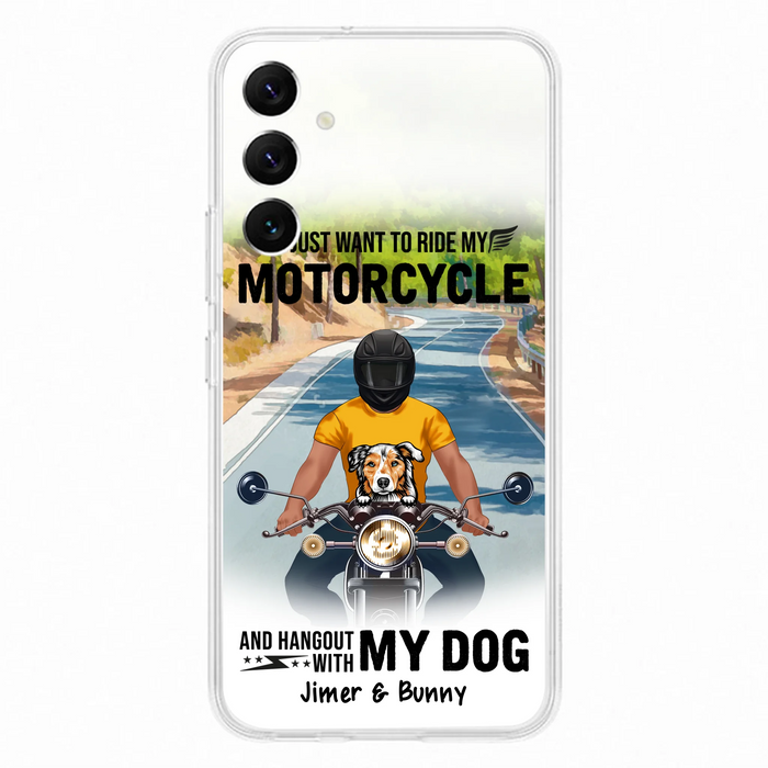 Custom Personalized Dog With Biker Phone Case - Upto 3 Dogs - Gifts For Dog Lover - Hangout With My Dog - Phone Case For iPhone And Samsung