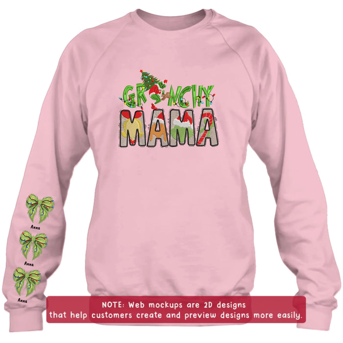 Personalized Grinchy Mama Embroidered Sweater - Up to 6 Kids - Gift Idea For Grandma