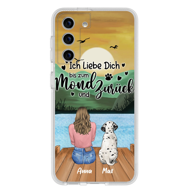 Custom Personalized Dog Mom Phone Case - Gifts For Dog Lover/ Mother's Day With Upto 5 Dogs - Ich Liebe Dich Bis Zum Mond Und Zurück - Case For iPhone And Samsung