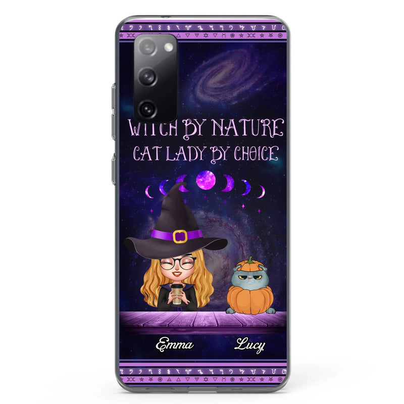 Custom Personalized Witch Phone Case for iPhone/ Samsung - Gift Idea For Halloween/ Pet Lovers with up to 5 Pets - Witch By Nature, Cat Lady By Choice
