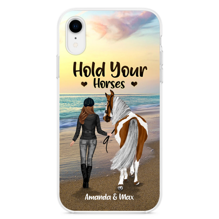 Personalized Horse Girl Phone Case - Girl with up to 2 Horses - Four Feet Move My Soul - QX6ZS1