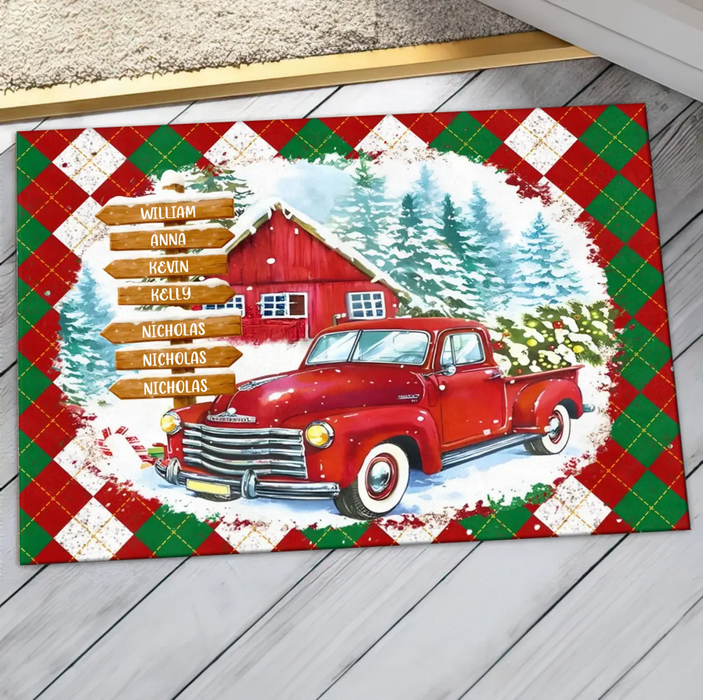 Personalized Street Sign Family Doormat - Gift Idea For Family - Up to 7 Members