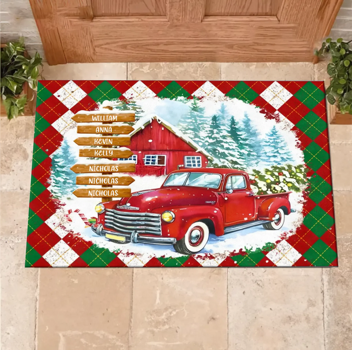 Personalized Street Sign Family Doormat - Gift Idea For Family - Up to 7 Members