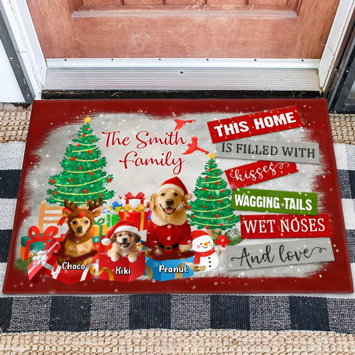 Personalized Dog Family Doormat - Christmas Gift Idea For Dog Lover - Upload Photo - Up to 5 Dogs