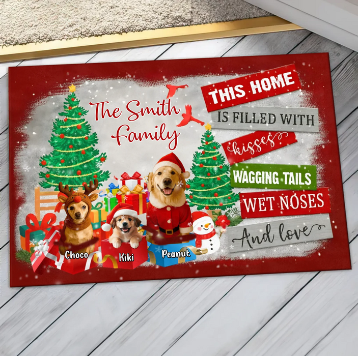 Personalized Dog Family Doormat - Christmas Gift Idea For Dog Lover - Upload Photo - Up to 5 Dogs