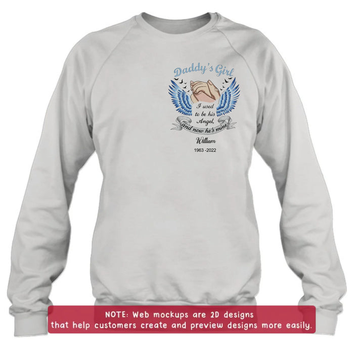 Personalized Memorial Embroidered Shirt/ Hoodie - “I Used to Be His Angel and Now He’s Mine” - Sympathy Gift for Loss of Father