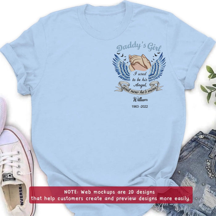 Personalized Memorial Embroidered Shirt/ Hoodie - “I Used to Be His Angel and Now He’s Mine” - Sympathy Gift for Loss of Father