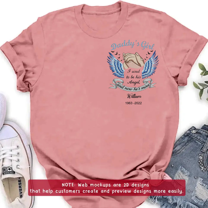 Personalized Memorial Embroidered Shirt/ Hoodie - “I Used to Be His Angel and Now He’s Mine” - Sympathy Gift for Loss of Father