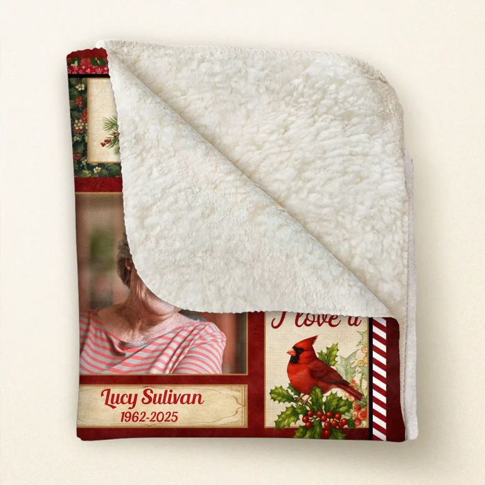 Personalized Christmas Memorial Fleece Throw Blanket / Quilt – In My Heart Is Where I'll Keep You Forever - Custom Photo Sympathy Gift for Loss of Loved One