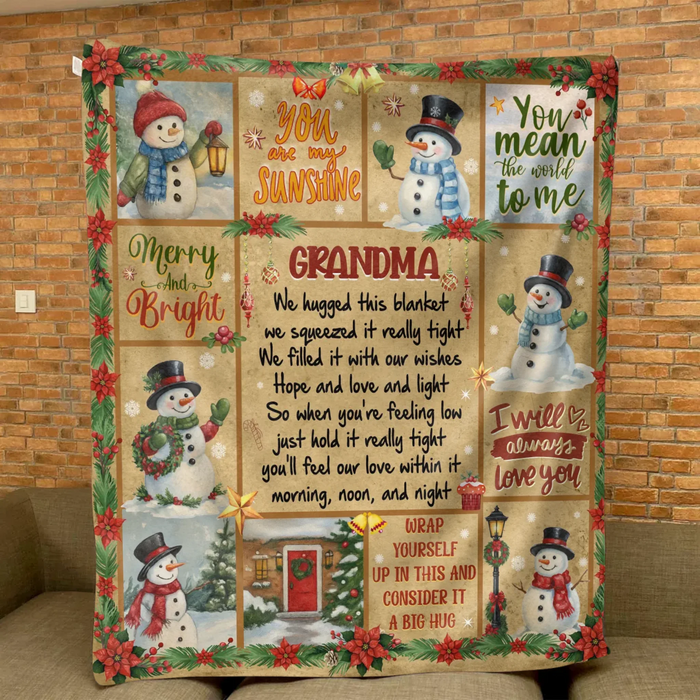 To My Grandma/ Nana Fleece Throw Blanket/ Quilt - Christmas Gift Idea - You Mean The World To Me
