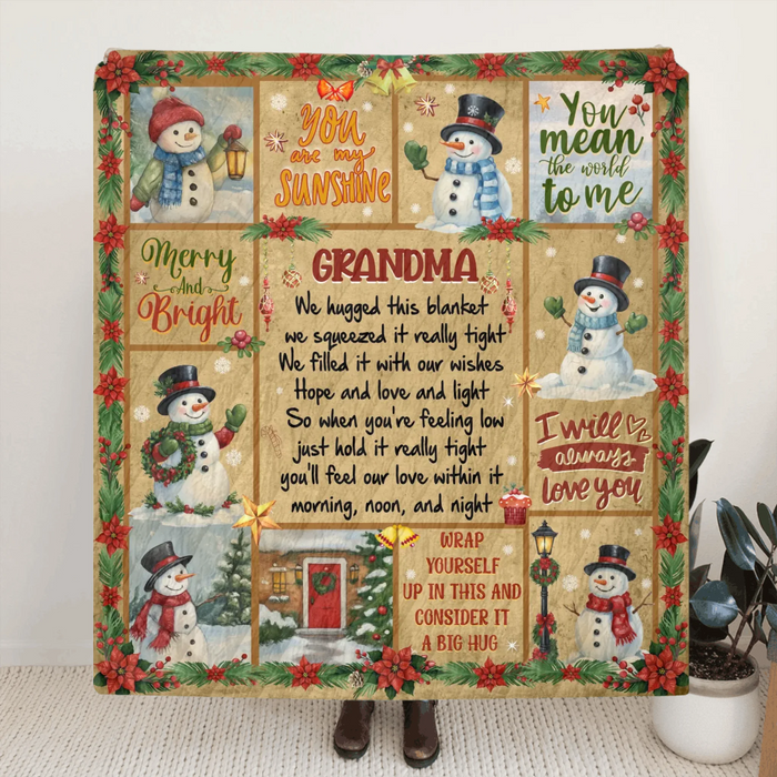 To My Grandma/ Nana Fleece Throw Blanket/ Quilt - Christmas Gift Idea - You Mean The World To Me