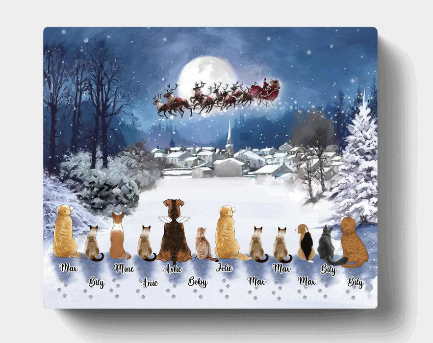 Custom Personalized Christmas Pet Horizontal Canvas - Up to 12 Pets - Best Gift For Christmas And Dog/ Cat/ Horse/ Rabit Lovers - TT1FV8
