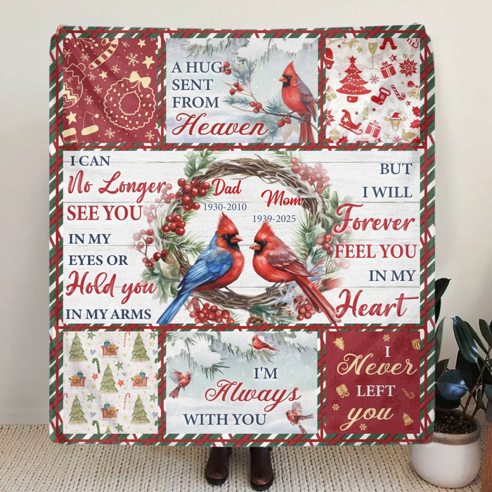 Personalized Memorial Cardinal Fleece Throw Blanket/ Quilt – Custom Name & Years – “I’m Always With You” - Comfort Gift for Loss of Mom, Dad or Loved One