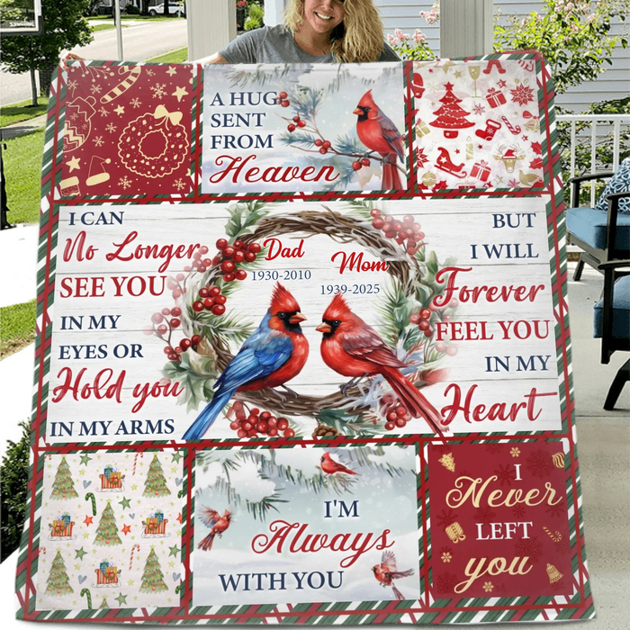 Personalized Memorial Cardinal Fleece Throw Blanket/ Quilt – Custom Name & Years – “I’m Always With You” - Comfort Gift for Loss of Mom, Dad or Loved One