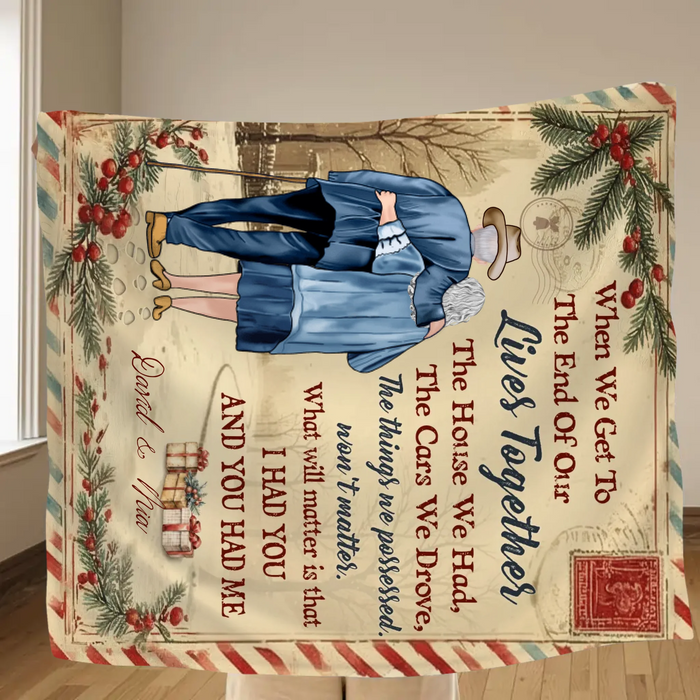 Personalized Old Couple Fleece Throw Blanket/ Quilt – Custom Names – Romantic Anniversary, Valentine’s Day or Christmas Gift for Couples