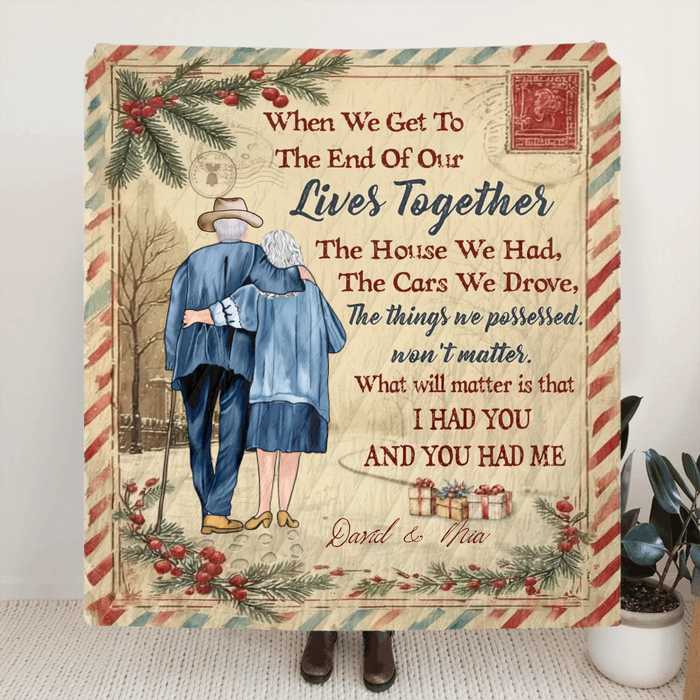 Personalized Old Couple Fleece Throw Blanket/ Quilt – Custom Names – Romantic Anniversary, Valentine’s Day or Christmas Gift for Couples