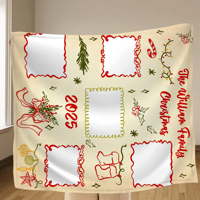 Personalized Family Christmas Blanket - Custom Name & Up to 5 Photos - Cozy Holiday Gift for Families - Christmas 2025