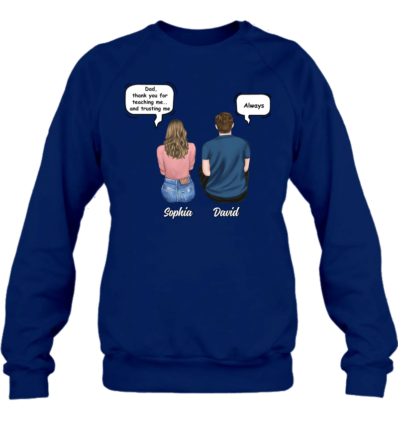 Personalized Father & Daughter Shirt/ Hoodie -Dad, Thank You for Teaching Me - Father’s Day Gift