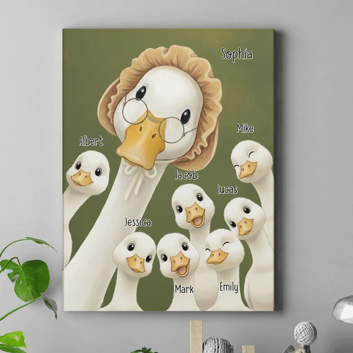 Personalized Grandma Goose Canvas - Nana with up to 7 Kids - Mother's Day Gift Idea