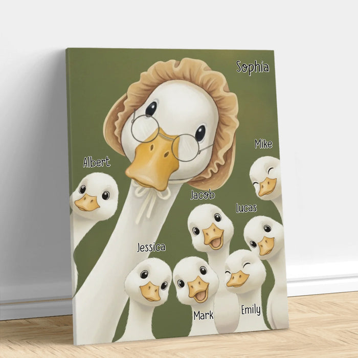 Personalized Grandma Goose Canvas - Nana with up to 7 Kids - Mother's Day Gift Idea