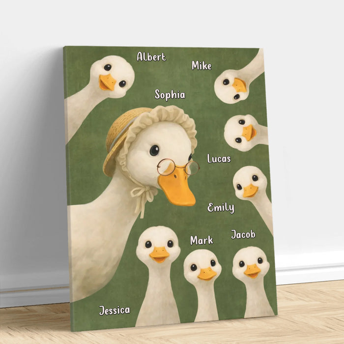 Personalized Goose Canvas - Custom Names - Grandma with up to 7 Kids - Birthday/ Mother's Day Gift Idea