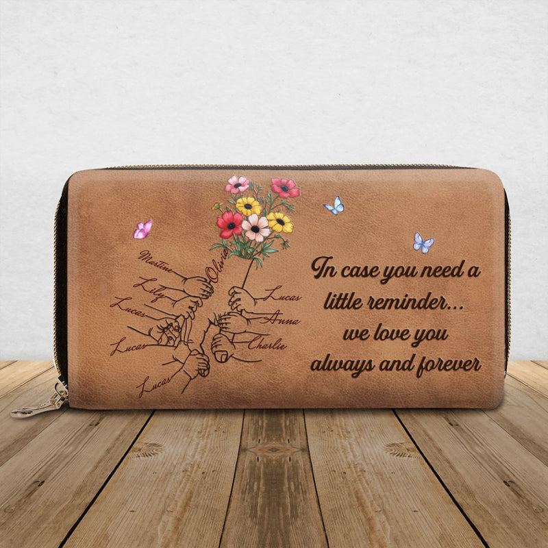 Personalized Long Wallet for Mom – Custom Family Hands & Names Wallet – “We Love You Always and Forever” Sentimental Gift for Mother