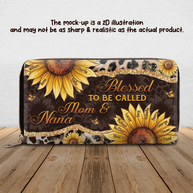 Personalized Grandma PU Leather Handbag with Long Straps - Mother's Day Gift Idea For Mom/ Grandma/ Nana with up to 14 Kids - Blessed To Be Called Mom & Nana