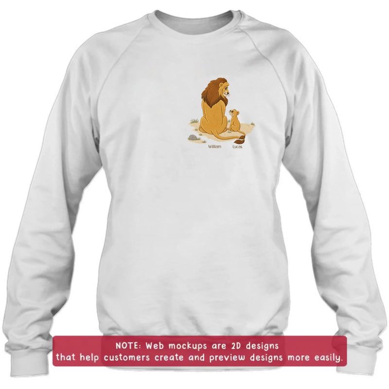 Personalized Dad Lion Embroidered Shirt/ Hoodie - Custom Lion Family Meaningful Father's Day Gift for Dad with up to 5 Kids