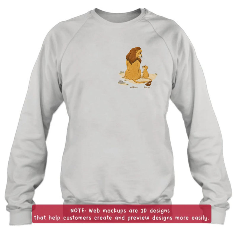 Personalized Dad Lion Embroidered Shirt/ Hoodie - Custom Lion Family Meaningful Father's Day Gift for Dad with up to 5 Kids