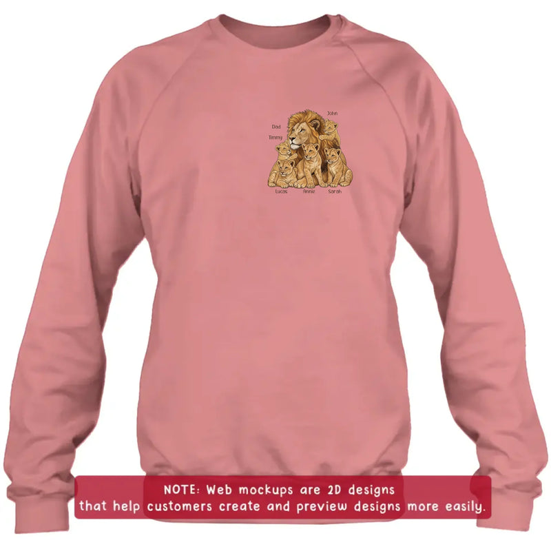 Personalized Dad Lion Embroidered Shirt/ Hoodie - Custom Names - Meaningful Father's Day Gift for Dad with up to 5 Kids