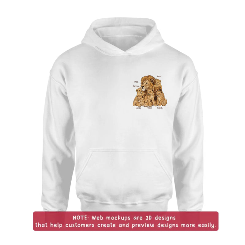 Personalized Dad Lion Embroidered Shirt/ Hoodie - Custom Names - Meaningful Father's Day Gift for Dad with up to 5 Kids