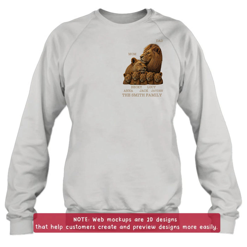 Personalized Lion Family Embroidered Shirt/ Hoodie – Custom Mom Dad & Kids - Meaningful Family Gift Featuring Mom, Dad & up to 5 Lion Cubs