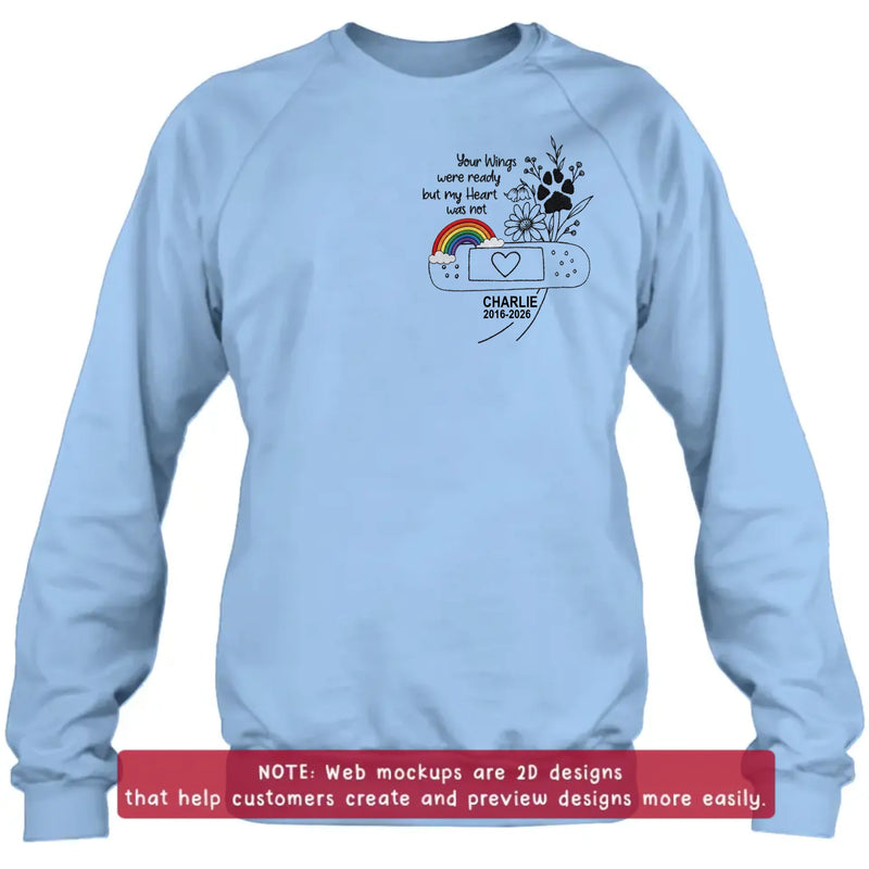 Personalized Embroidered Pet Memorial Shirt/ Hoodie – Custom Dog Memorial Rainbow Bridge Embroidery Sweatshirt, Loss of Dog Sympathy Gift