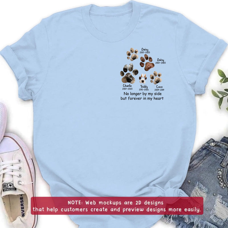 Personalized Memorial Dog Paw Embroidered Shirt/ Hoodie – Custom Pet Names & Dates - Upload Up to 5 Photos – No Longer By My Side But Forever In My Heart