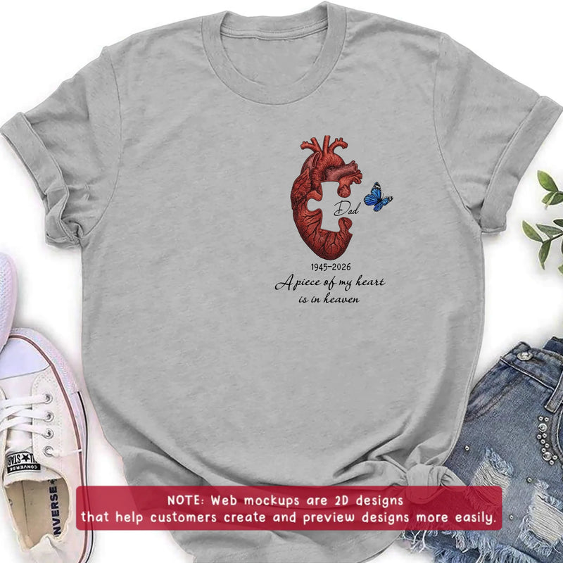Personalized Memorial Heart Puzzle Embroidered Shirt/ Hoodie – Remembrance Gift Idea – A Piece Of My Heart Is In Heaven