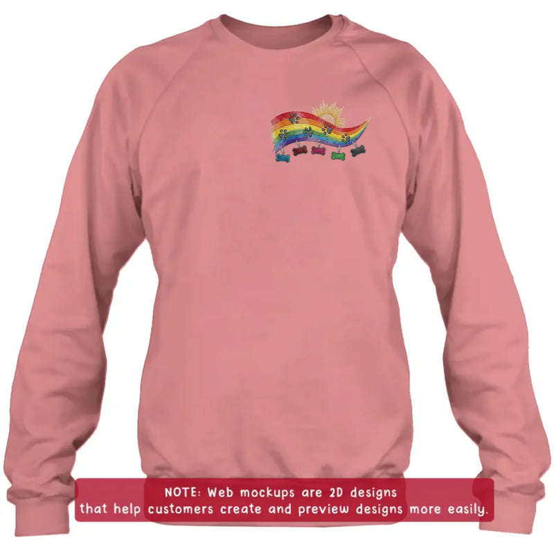 Personalized Pet Memorial Embroidered Shirt/ Hoodie - Custom Rainbow Bridge Dog Memorial - Pet Loss Gift for Dog Mom Dog Dad, Up to 5 Pets