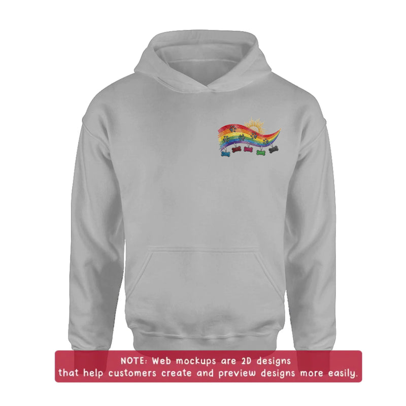 Personalized Pet Memorial Embroidered Shirt/ Hoodie - Custom Rainbow Bridge Dog Memorial - Pet Loss Gift for Dog Mom Dog Dad, Up to 5 Pets