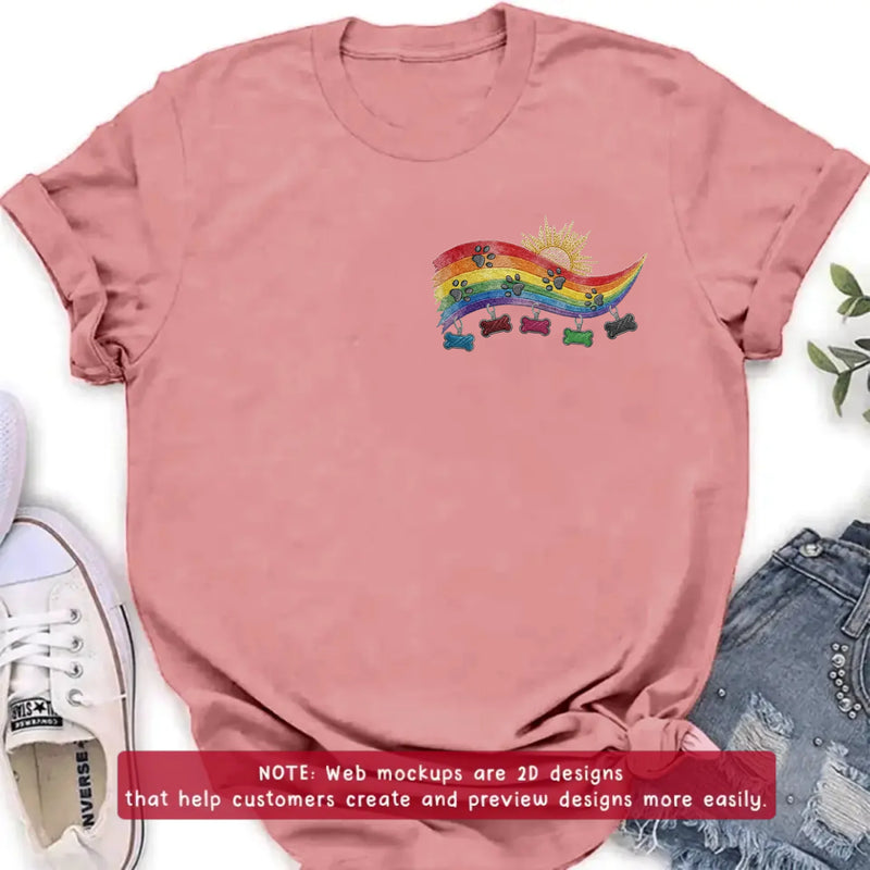 Personalized Pet Memorial Embroidered Shirt/ Hoodie - Custom Rainbow Bridge Dog Memorial - Pet Loss Gift for Dog Mom Dog Dad, Up to 5 Pets