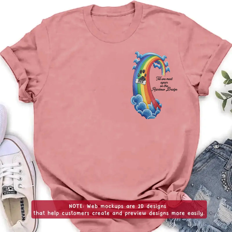 Personalized Rainbow Bridge Pet Memorial Embroidered Shirt/ Hoodie - Pet Loss Remembrance Gift with Up to 5 Pet Names - Till We Meet Again