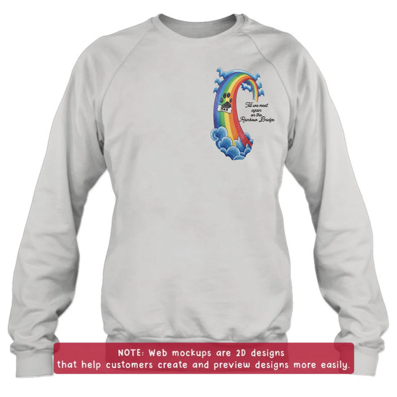 Personalized Rainbow Bridge Pet Memorial Embroidered Shirt/ Hoodie - Pet Loss Remembrance Gift with Up to 5 Pet Names - Till We Meet Again