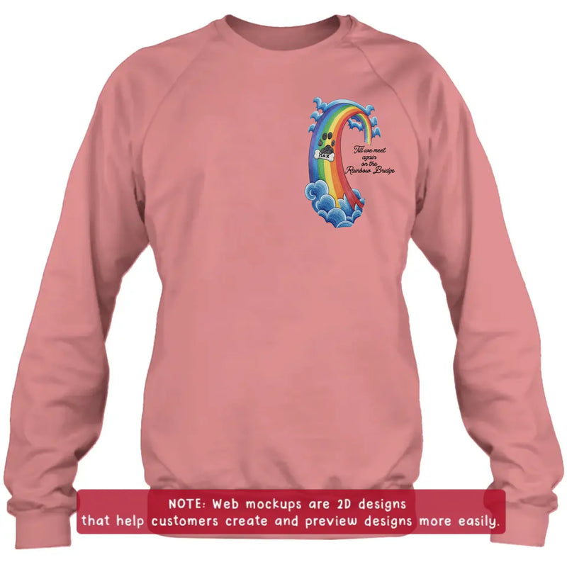 Personalized Rainbow Bridge Pet Memorial Embroidered Shirt/ Hoodie - Pet Loss Remembrance Gift with Up to 5 Pet Names - Till We Meet Again