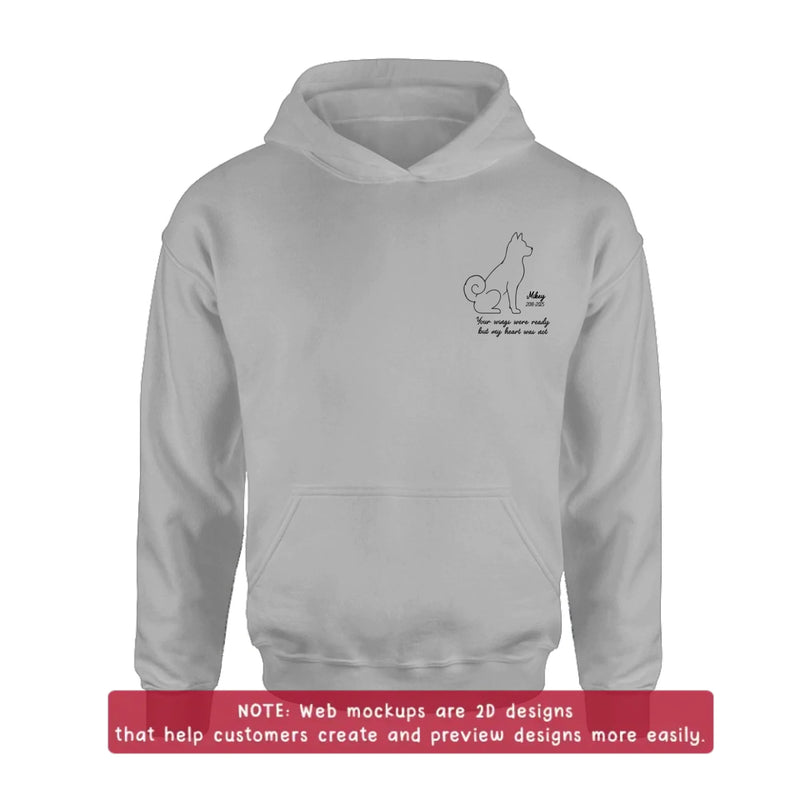 Personalized Dog Pass Away Embroidered Shirt/ Hoodie - Pet Loss Remembrance Gift - Your Wings Were Ready But My Heart Was Not