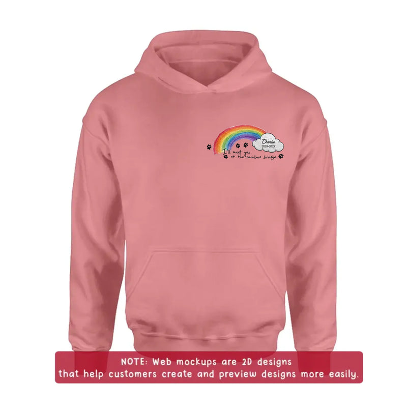 Personalized Rainbow Bridge Pet Memorial Embroidered Shirt/ Hoodie - Pet Loss Remembrance Gift with Name and Years