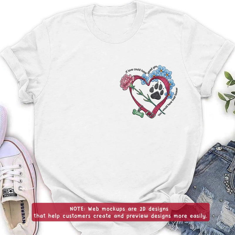Personalized Pet Memorial Embroidered Shirt - Custom Paw Print Heart T-Shirt/ Sweatshirt/ Hoodie - Dog Memorial Gift with Name, Pet Loss Remembrance , Rainbow Bridge Keepsake