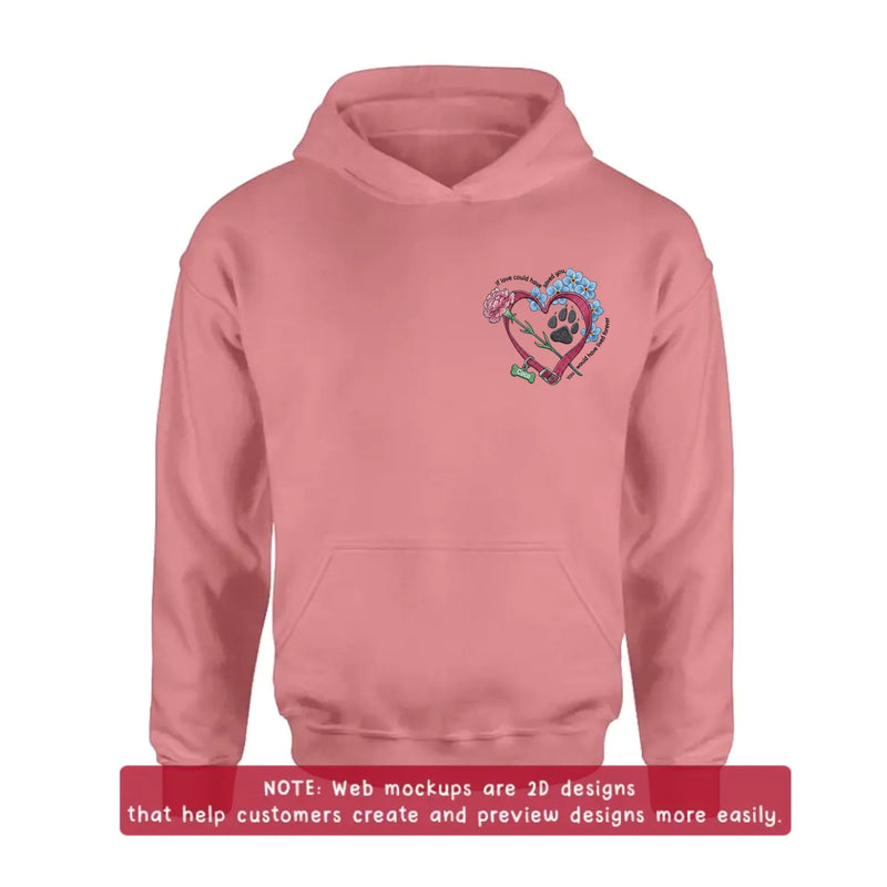 Personalized Pet Memorial Embroidered Shirt - Custom Paw Print Heart T-Shirt/ Sweatshirt/ Hoodie - Dog Memorial Gift with Name, Pet Loss Remembrance , Rainbow Bridge Keepsake