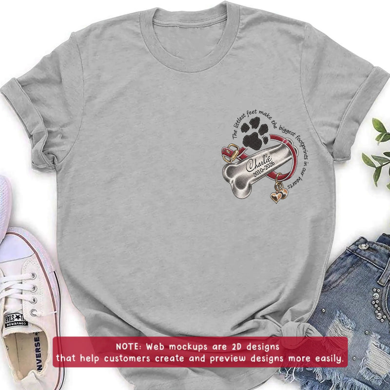 Personalized Pet Memorial Embroidered Shirt - Custom Dog Bone Paw Print T-Shirt/ Sweatshirt/ Hoodie - Pet Loss Remembrance Gift